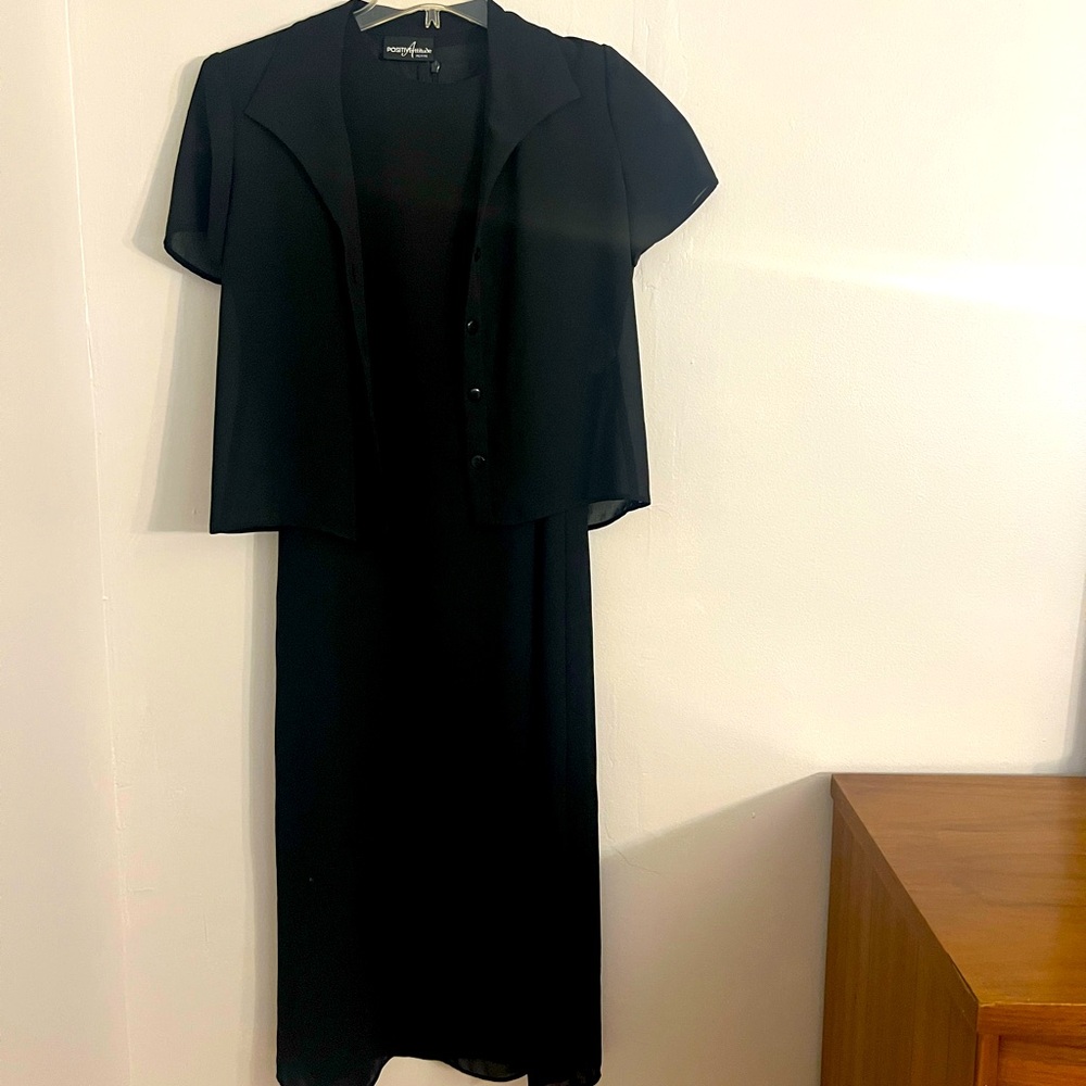 Vintage Sleeveless maxi black dress with sheer blouse